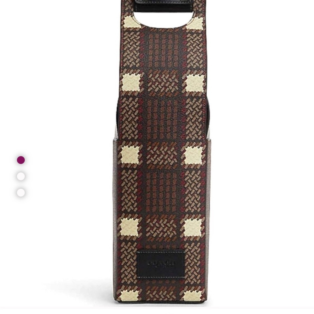 Coach bougie Elegant brushed plaid Wine Bottle Holder carrier NEW unused - Picture 3 of 7